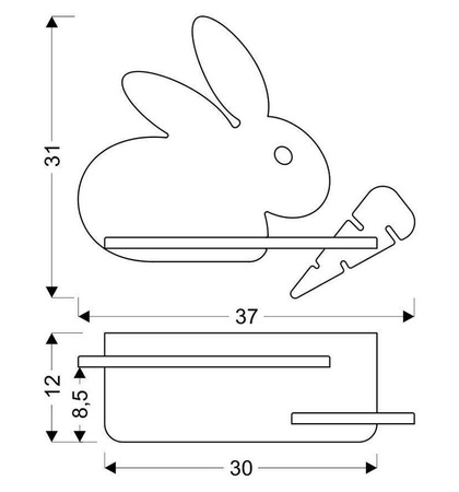 Lampa kinkiet półeczka 5W LED 4000K IQ Kids Rabbit szary+biały 21-84743