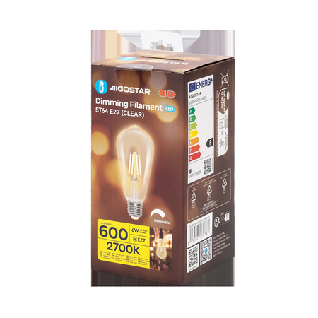 Ściemnialna żarówka LED ST64 E27 6W 2700K