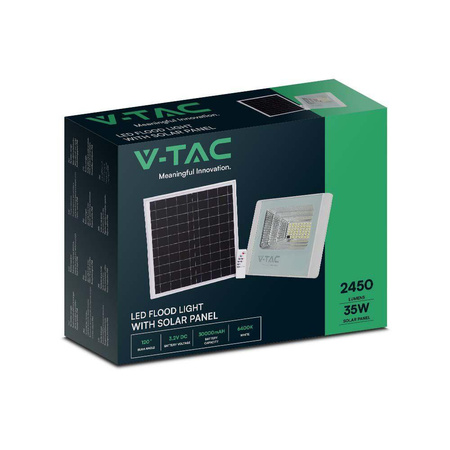 Projektor LED Solarny V-TAC 35W Biały IP65, Pilot, Timer VT-100W 6400K 2450lm