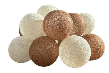Lampki dekoracyjne COTTON BALLS 20xLED kule beżowe brązowe na baterie 3xAA