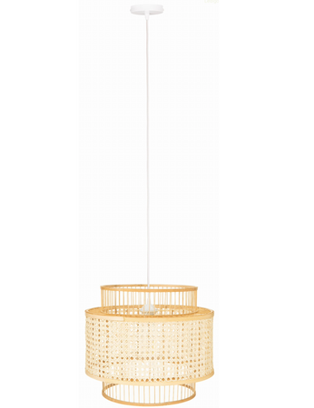 Rattanowa Lampa wisząca plecionka wiedeńska E27 Boho 40cm biała