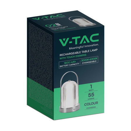 Lampka Biurkowa Nocna V-TAC 1W LED 22cm Ładowanie USB Ściemnianie Chrom 