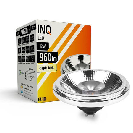 Żarówka LED AR111 GU10 12W ciepła 3000k srebrna