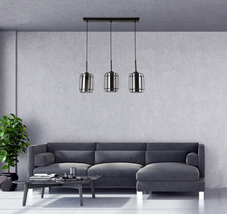 Lampa wisząca Jonera czarna 3xE27 klosz dymiony 33-08435