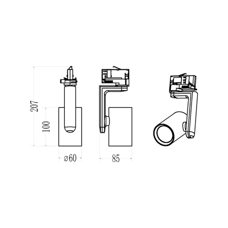 Oprawa Timor Track Czarny 1xGU10 3-obwodowy