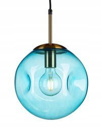 Lampa wisząca Szklana kula  gnieciona niebieska 25cm