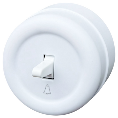 Włącznik pojedynczy dzwonkowy natynkowy  biały Loftica Art