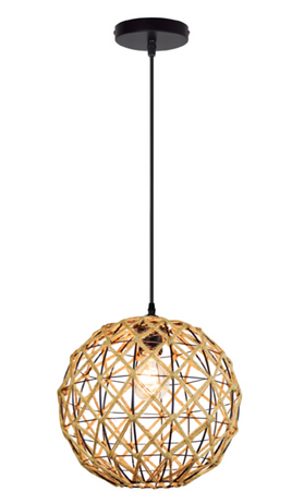 Lampa wisząca kula Boho E27 przeplatana sznurem jutowym 29cm