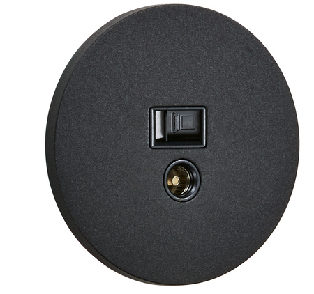 Gniazdo TV/RJ45 podtynkowe okrągłe metalowe TOGGLICA ROUND czarny mat