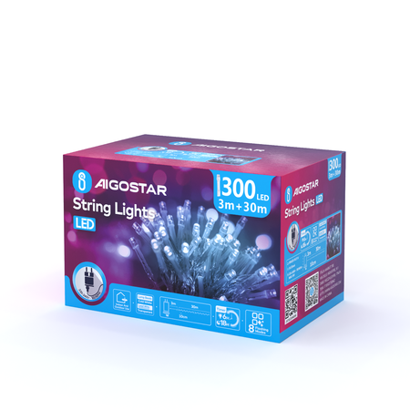 Lampki choinkowe 300 LED barwa zimna 6500K IP44 30m