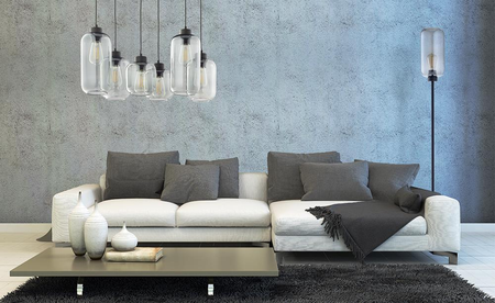 Lampa wisząca Szklana  3 x E27 listwa grafit lustrzany