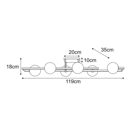 Loftowa lampa sufitowa z 6 dymionymi kloszami K-5772 z serii TORES