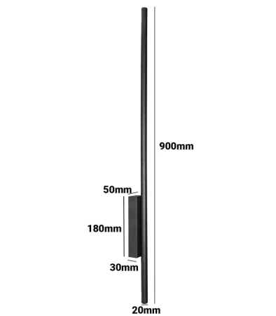 Kinkiet ścienny LUNA IP54 12W 90cm czarny CCT