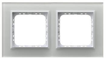 Ramka podwójna Ospel Sonata Białe Szkło