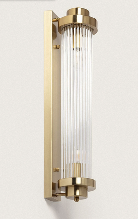 Kinkiet ścienny ryflowany z Metalu i Szkła MARSEN 2xE14 złoty