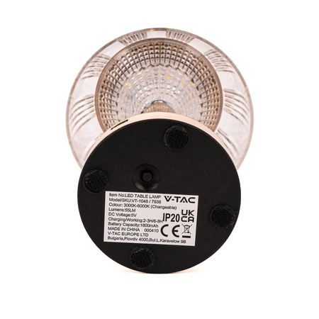 Lampka Biurkowa Nocna V-TAC 1W LED 26cm Ładowanie USB Ściemnianie Złota 