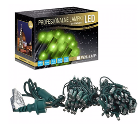 Lampki choinkowe 100 LED IP65 zielone IP65  10m