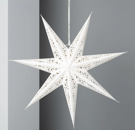 Świąteczna gwiazda tekturowa 60cm biała na baterie