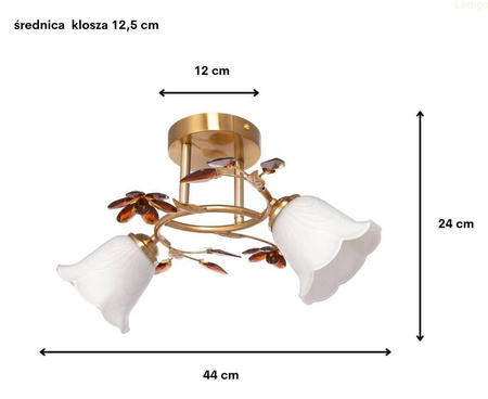 Lampa sufitowa podwójna plafon z kryształkami 2xE27