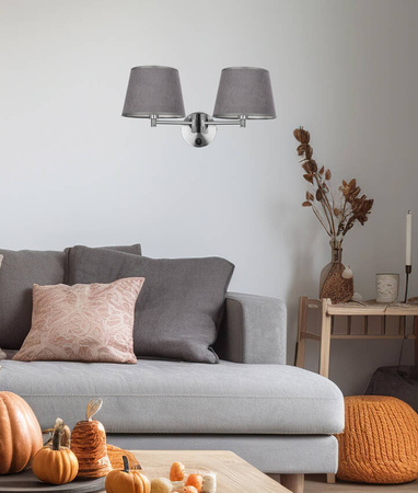 Ibis Lampa Kinkiet Satynowy 2X40W E14 Abażur Grafitowy