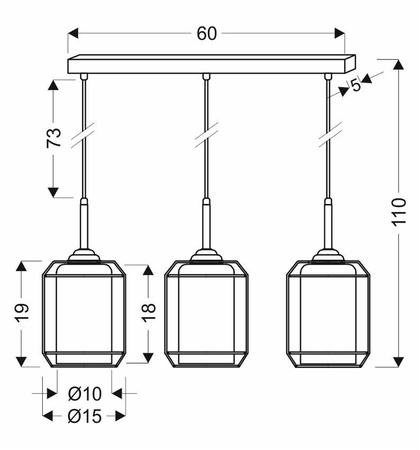 Lampa wisząca Jonera czarna 3xE27 klosz dymiony 33-08435