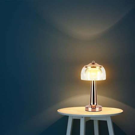 Lampka Biurkowa Nocna V-TAC 1W LED 26cm Ładowanie USB Ściemnianie Złota 