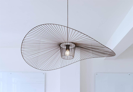 Druciany, czarny żyrandol do eleganckiego biura KP-21 z serii KAPELUSZ