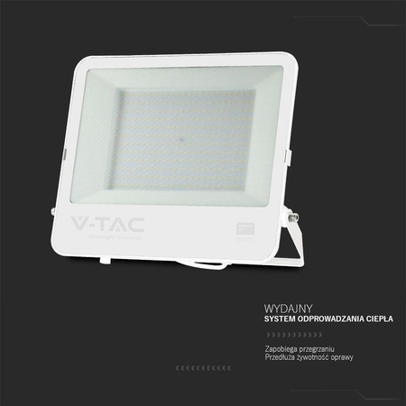 Projektor LED V-TAC 200W 100Lm/W Przewód 1mb SAMSUNG CHIP Biały VT-44204 6500K 17540lm 5 Lat Gwarancji