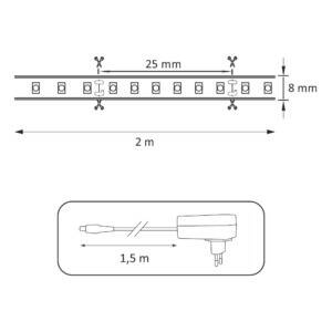 Zestaw: Taśma LED 12V 2m IP65 4000K 18W z zasilaczem