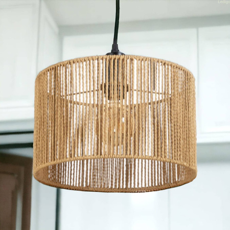 Lampa wisząca strunowa naturalna pleciona WALEC boho 30cm