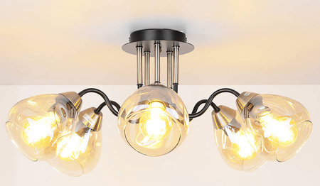 Lampa sufitowa czarno/złota dymiona 5xE27 Unica 35-00897