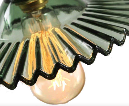 Szklana lampa wisząca falowana Balerina E27 zielona