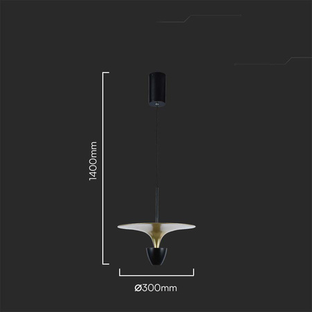 Oprawa Zwieszana V-TAC 9W LED Czarny+Złoty VT-7832 3000K 1000lm