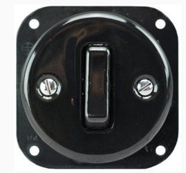 Włącznik ceramiczny dzwonkowy podtynkowy czarny Retro bez ramki