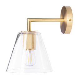 Kinkiet metalowy złoty Madrid szklany