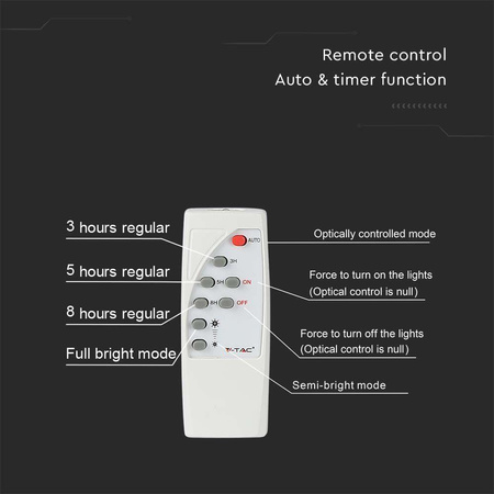 Projektor LED Solarny V-TAC 50W Biały IP65, Pilot, Timer VT-300W 4000K 4200lm