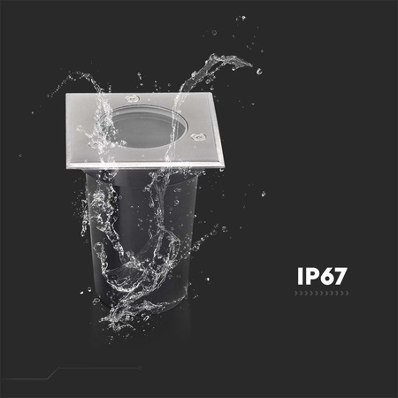 Oprawa Gruntowa Ogrodowa Najazdowa Kwadrat Stal Szczotkowana GU10 IP67 V-TAC VT-1127