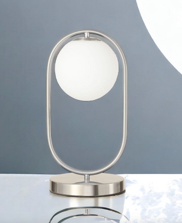 Lampka nocna stołowa elegancka Milano Ring E14 chrom mat