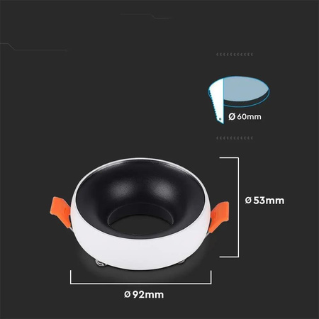 Oczko V-TAC GU10 Wpuszczane Okrągłe Biały+Czarny VT-980RD 3 Lata Gwarancji