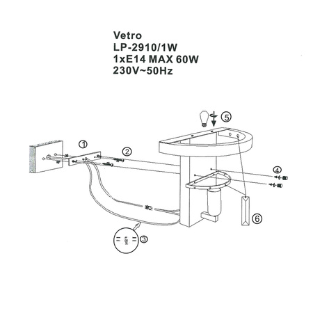 Vetro kinkiet LP-2910/1W