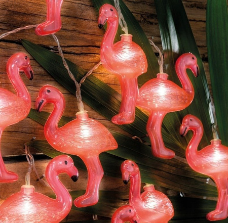 Girlanda Ogrodowa Solarna LED różowe Flamingi