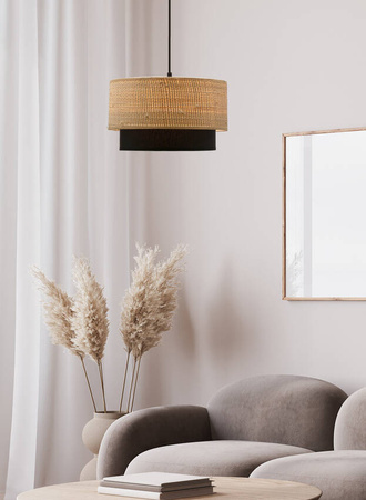 Ritana 25 Lampa Wisząca Czarny 1X60 E27 Abażur Beżowy-Czarny