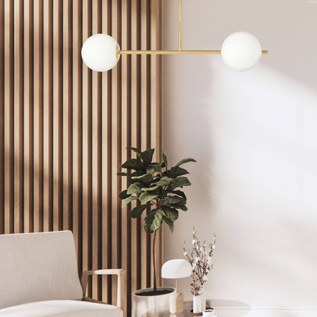 Lampa sufitowa Milano gold podwójna 2xE14 mleczne kule