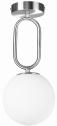 Lampa sufitowa Milano silver pojedyńcza mleczna kula