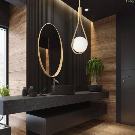 Lampa wisząca złota Milano Rosa mleczna kula E14