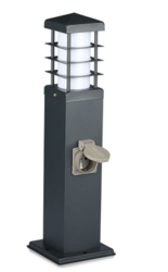 Lampa ogrodowa stojąca E27 słupek 45cm grafit z gniazdami