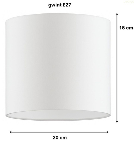 Abażur walec Oro Deluxe biały 20cm E27