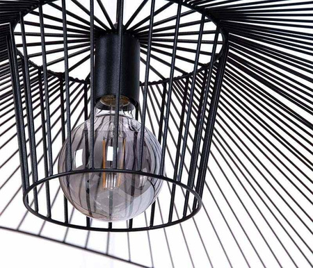 Druciany, czarny żyrandol do eleganckiego biura KP-21 z serii KAPELUSZ