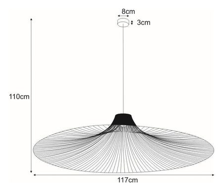 Druciana, designerska lampa z szerokim kloszem KP-09 z serii DOT