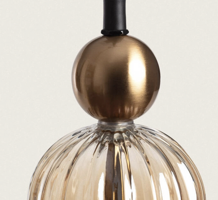 Lampa Wisząca z Metalu i Szkła bursztynowa tuba Cheryl